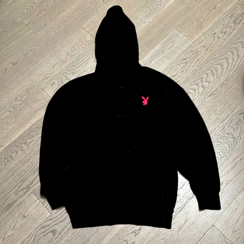 Misguided, Playboy, oversized, red and black hoodie